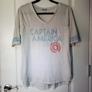 Marvel Her Universe Faded Retro Jersey V-neck Cream Captain America Tee